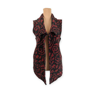 Dolan Left Coast Red & Gray Sherpa Knit Patterned Vest ~ Anthropologie